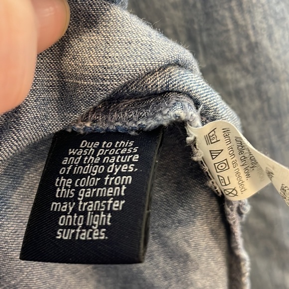 J Crew Chambray Denim Popover Tunic Top Soutache Embroidered Boho Sz 10 - Picture 10 of 12